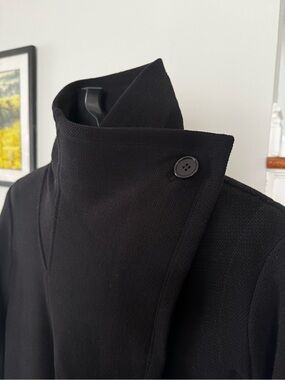 DVF Diane von Furstenberg Wool Coat Silk Lining Long Straight Over Knee Coat S